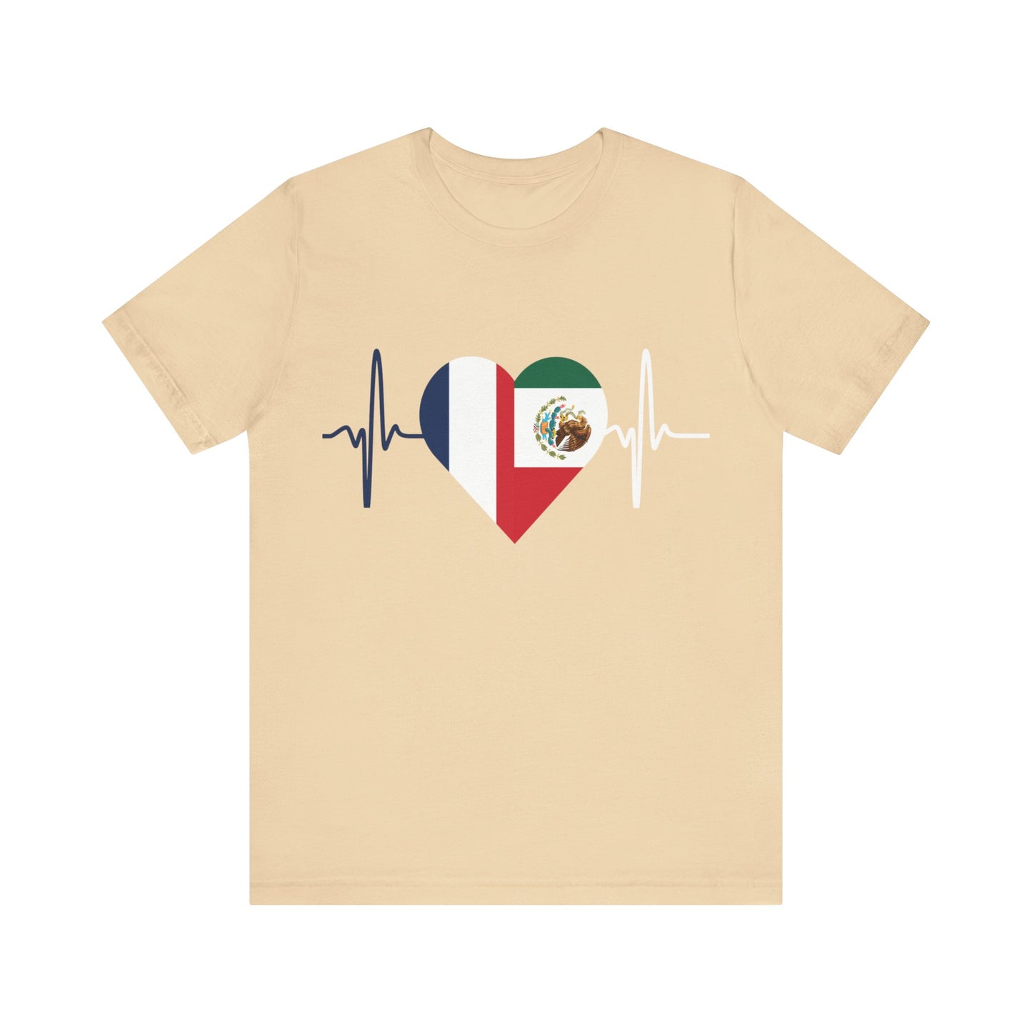 France and Mexico Unisex Short Sleeve Tee, Camisa Unisexo manga corta Francia y México