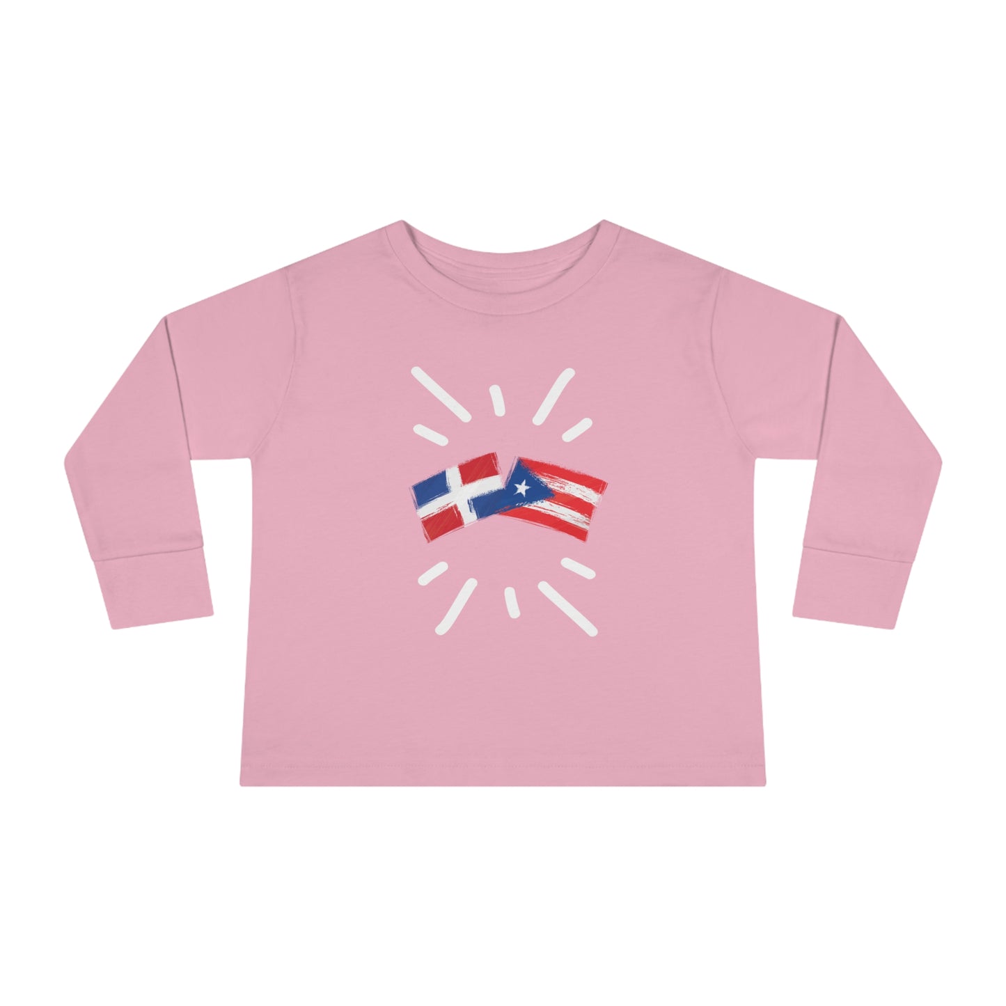 Puerto Rico & Dominican Republic Long Sleeve Toddler Tee I Camiseta manga larga para Toddler Puerto Rico y República Dominicana