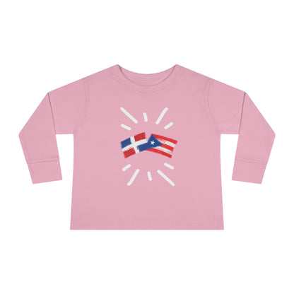 Puerto Rico & Dominican Republic Long Sleeve Toddler Tee I Camiseta manga larga para Toddler Puerto Rico y República Dominicana