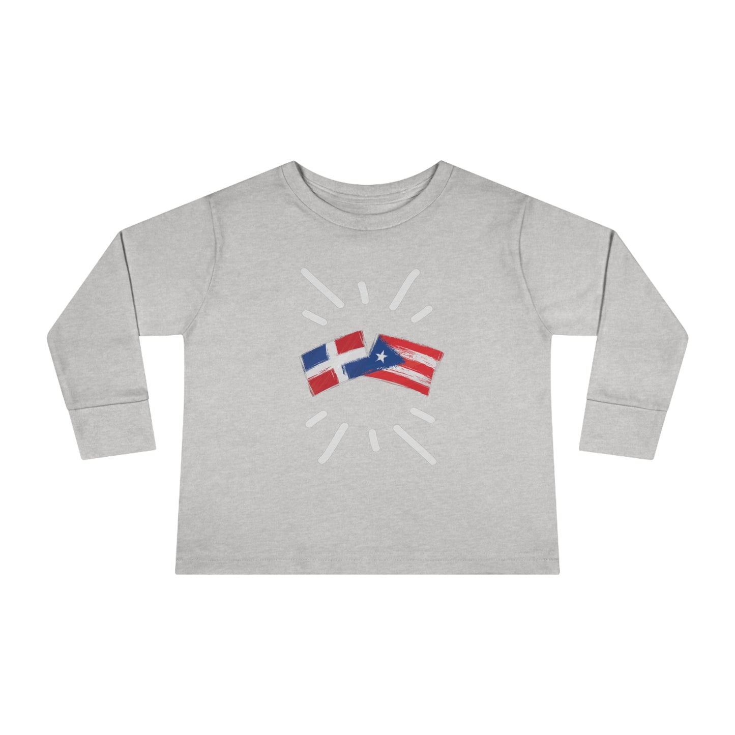 Puerto Rico & Dominican Republic Long Sleeve Toddler Tee I Camiseta manga larga para Toddler Puerto Rico y República Dominicana