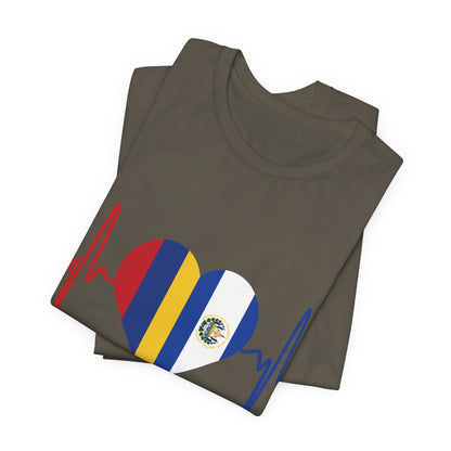 El Salvador & Colombia Unisex Short Sleeve Tee I Camisa Unisexo manga corta El Salvador y Colombia I Cultura Salvadoreña y Colombiana