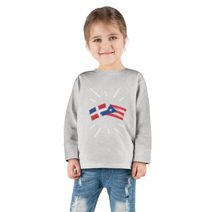 Puerto Rico & Dominican Republic Long Sleeve Toddler Tee I Camiseta manga larga para Toddler Puerto Rico y República Dominicana