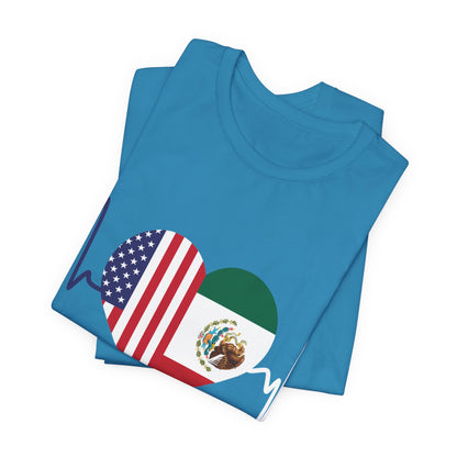 Mexico and United State Short Sleeve Tee I Camisa Unisexo manga corta México y Estados Unidos