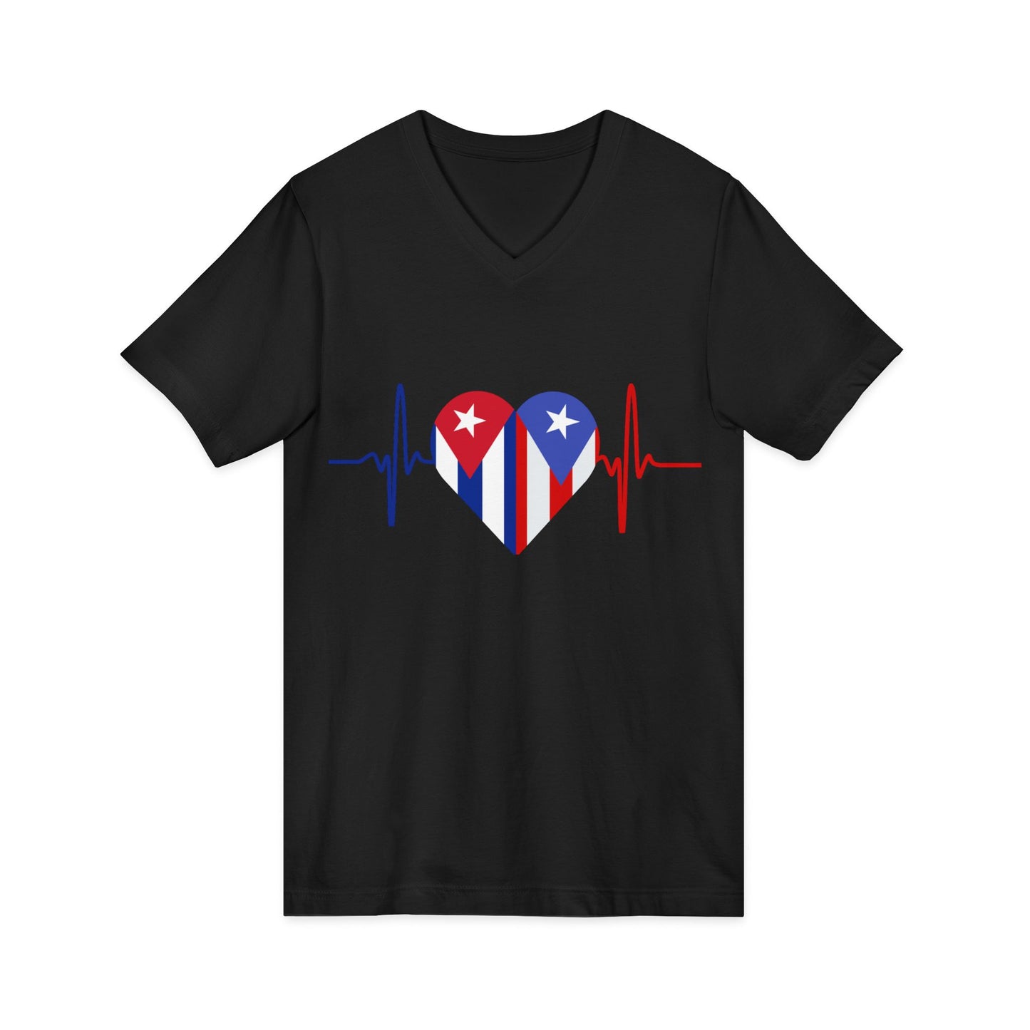 Puerto Rico and Cuba Short Sleeve V-Neck Tee