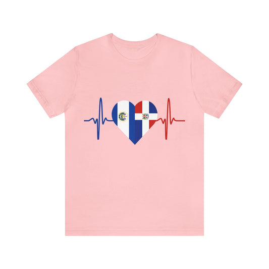 El Salvador & Dominican Republic Unisex Short Sleeve Tee I Camisa Unisexo manga corta El Salvador y República Dominicana