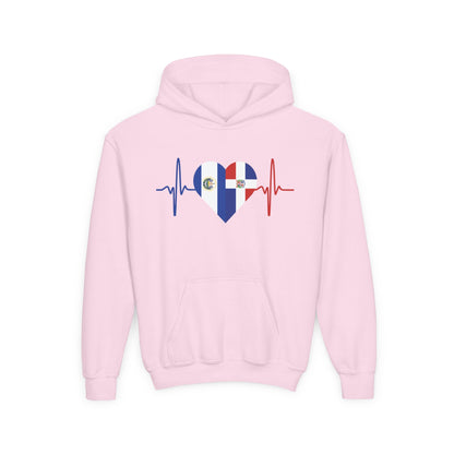 El Salvador and Dominican Republic Youth Hooded Sweatshirt I Sudadera para Niños El Salvador y República Dominicana