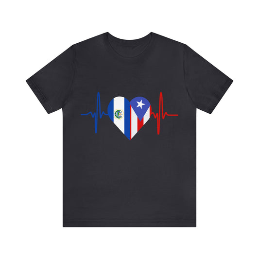El Salvador and Puerto Rico Unisex Short Sleeve Tee I Camisa Unisexo manga corta El Salvador y Puerto Rico