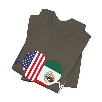 Mexico and United State Short Sleeve Tee I Camisa Unisexo manga corta México y Estados Unidos