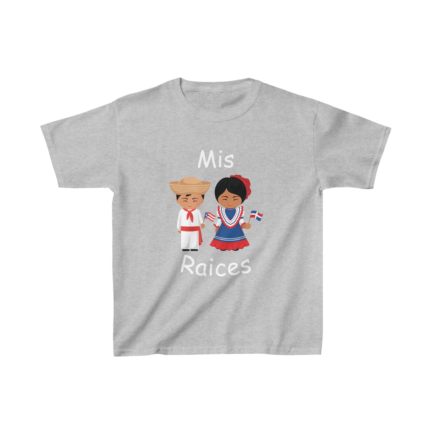 Dominican Republic & Puerto Rican Mis Raices Kid's Tee I Camiseta para Niños Puerto Rican y República Dominicana