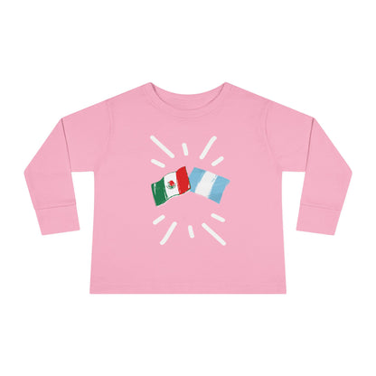 Guatemala and Mexico Long Sleeve Toddler Tee I Camiseta manga larga para Toddler Guatemala y México I Cultura Guatemalteco y Mexicanos