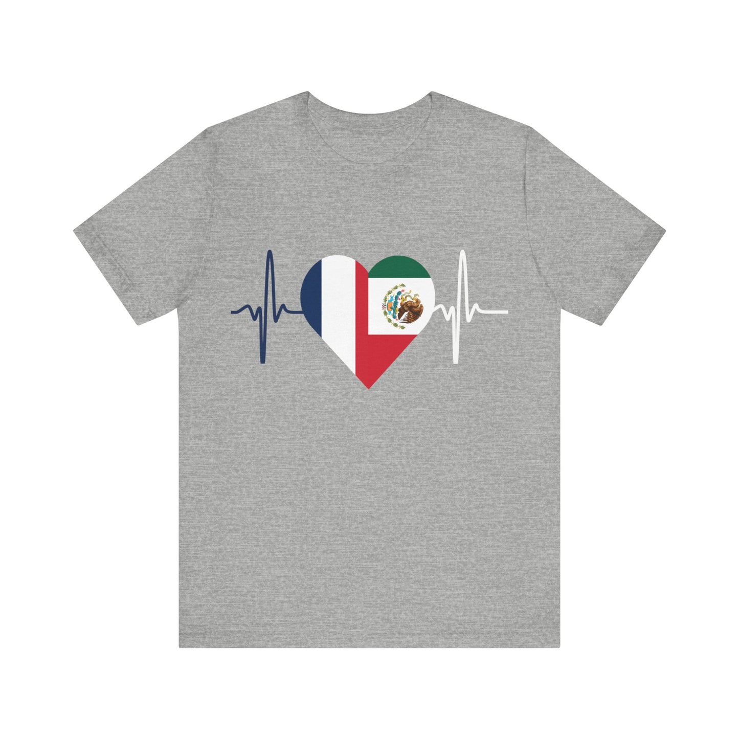 France and Mexico Unisex Short Sleeve Tee, Camisa Unisexo manga corta Francia y México