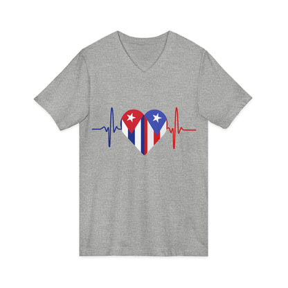 Puerto Rico and Cuba Short Sleeve V-Neck Tee