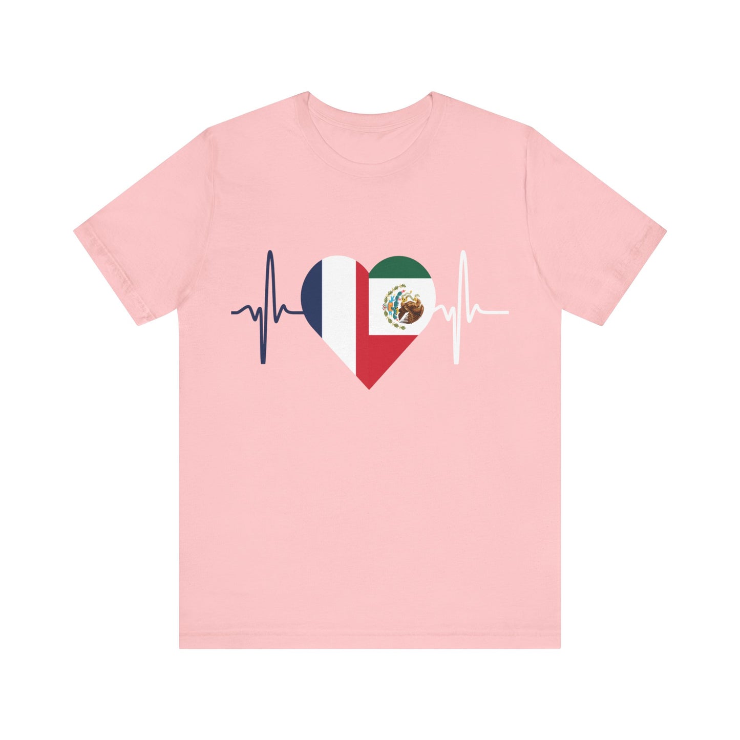 France and Mexico Unisex Short Sleeve Tee, Camisa Unisexo manga corta Francia y México