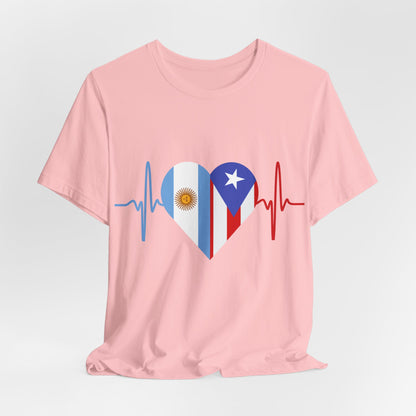 Argentina and Puerto Rico Short Sleeve Tee I Camisa Unisexo manga corta Argentina y Puerto Rico