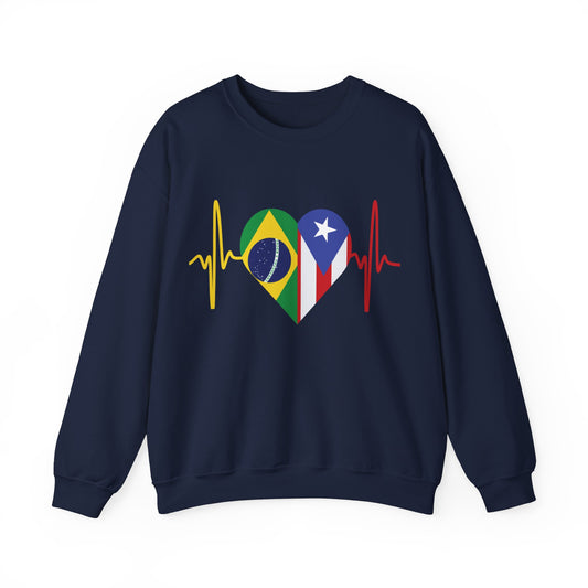 Brazil and Puerto Rico Unisex Crewneck Sweatshirt I Sudadera Brazil y Puerto Rico