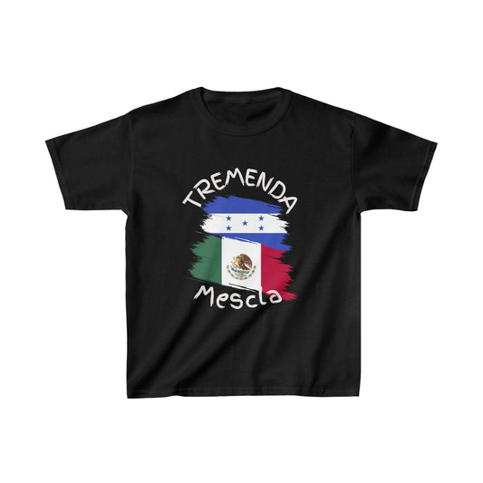 Tremenda Mescla I Honduras & Mexico Kid's Tee I Camiseta para Niños Honduras y Mexico I Cultura Puertorriqueña y Hondureña
